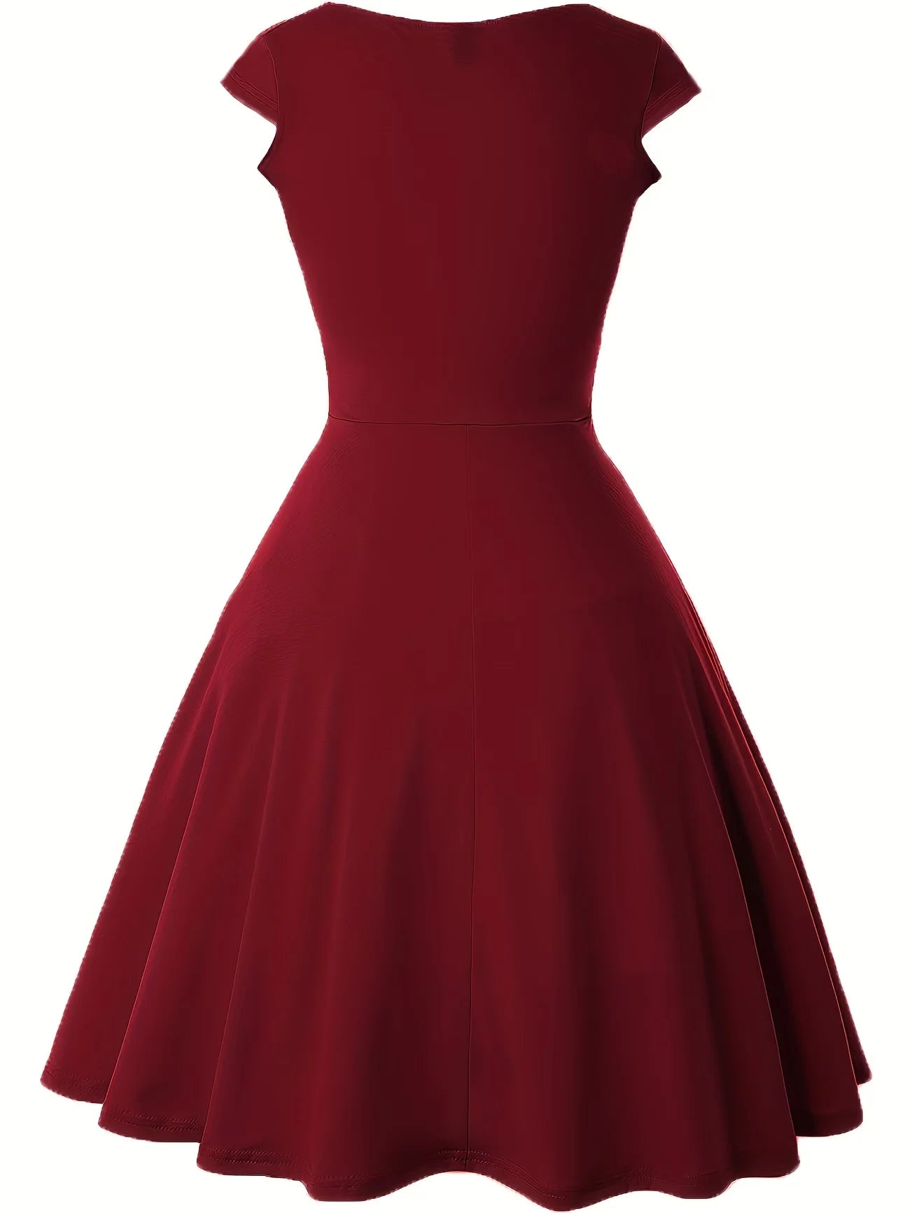 Women's Elegant Round Neck Summer Short Sleeve Solid A-Line Knee-length Dress