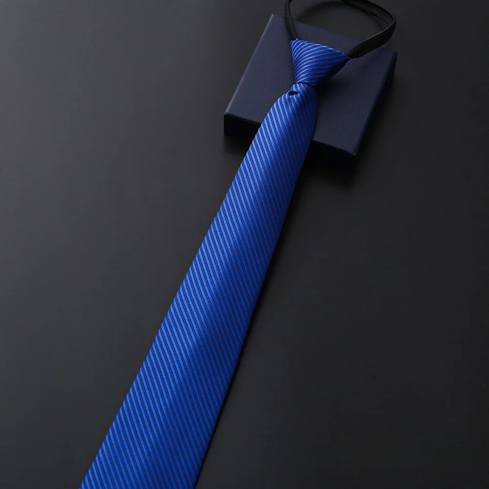 Elegant 8CM Lazy Ties Blue Black Red Striped Men Shirt Business Dress Zipper Tie Neckties Vestisens Accessories Wedding Groom