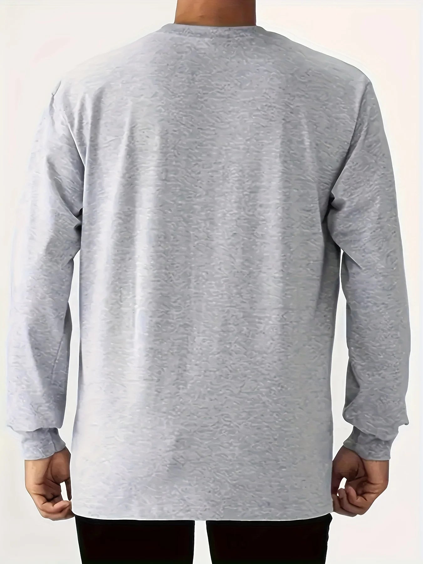 Men's loose casual sports letter A pattern printed round neck long sleeved T-shirt