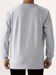 Men's loose casual sports letter A pattern printed round neck long sleeved T-shirt
