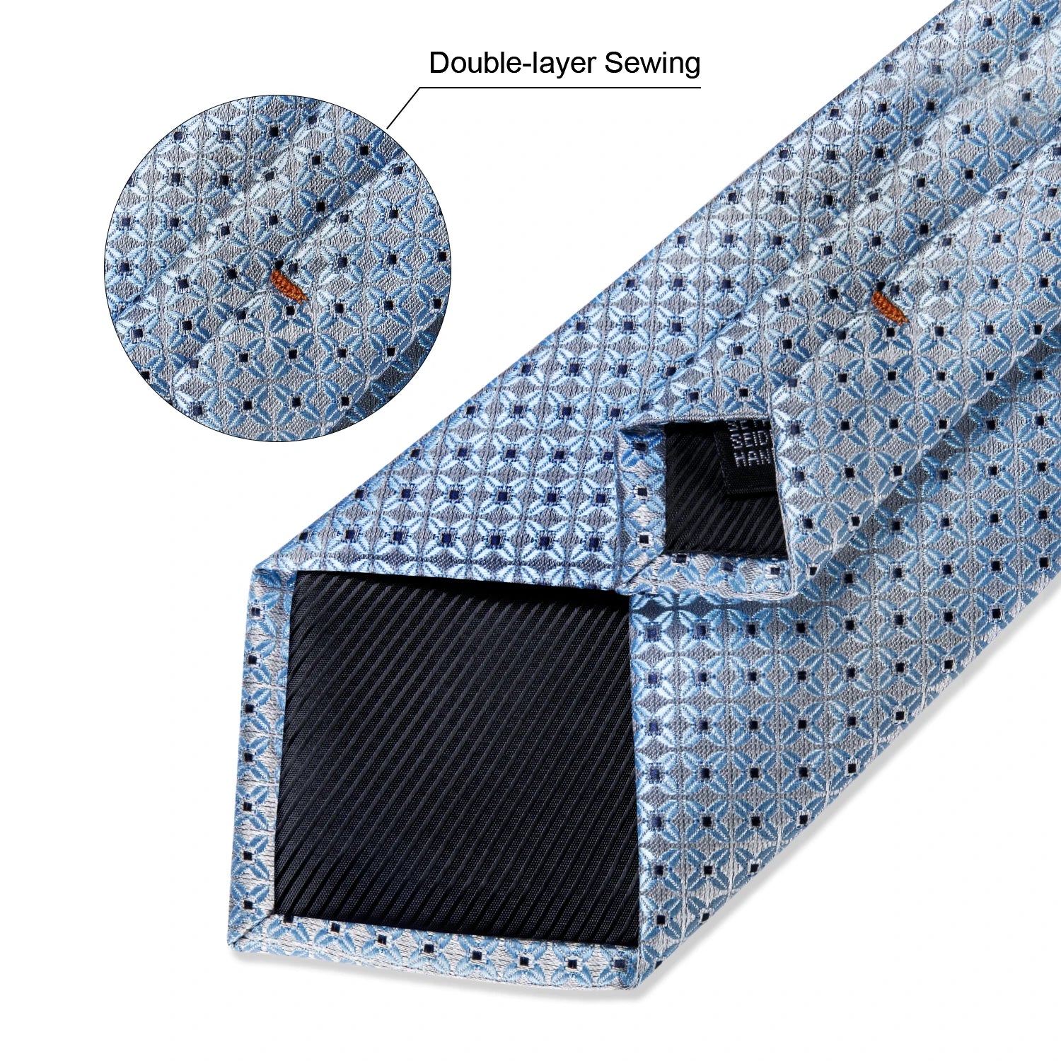 Luxury Blue Plaid Dot Ties For Men Solid Wedding Accessories Neck Tie Handkerchief Cufflinks Set Gravatas Mens Gift DiBanGu