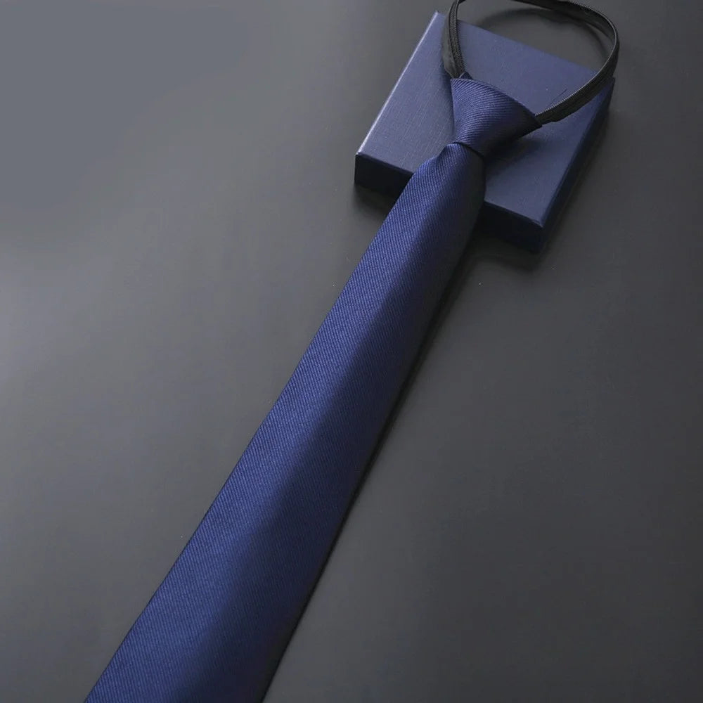 Elegant 8CM Lazy Ties Blue Black Red Striped Men Shirt Business Dress Zipper Tie Neckties Vestisens Accessories Wedding Groom
