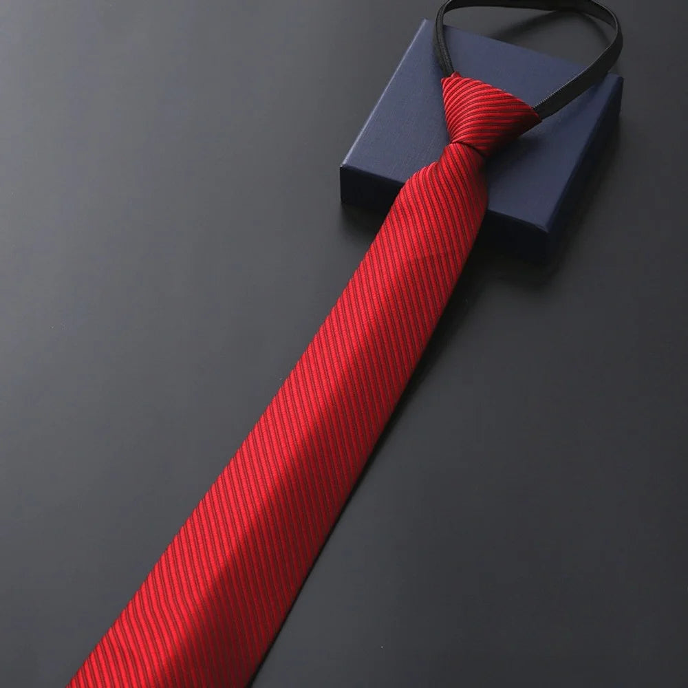 Elegant 8CM Lazy Ties Blue Black Red Striped Men Shirt Business Dress Zipper Tie Neckties Vestisens Accessories Wedding Groom