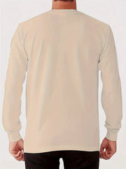 Men's loose casual sports letter A pattern printed round neck long sleeved T-shirt