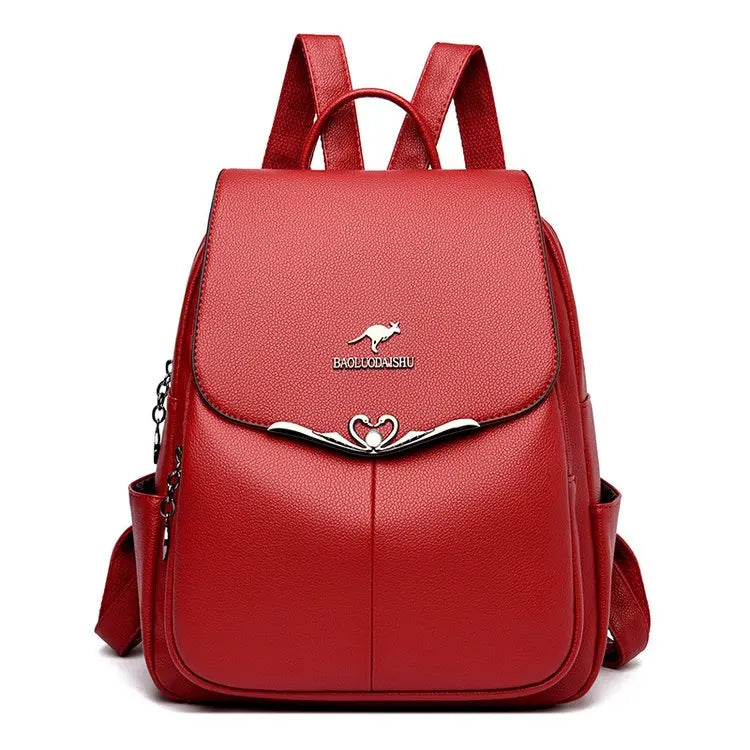 Luxury Designer Fashion Backpack Pu Leather Female Large Capacity Travel Bagpack