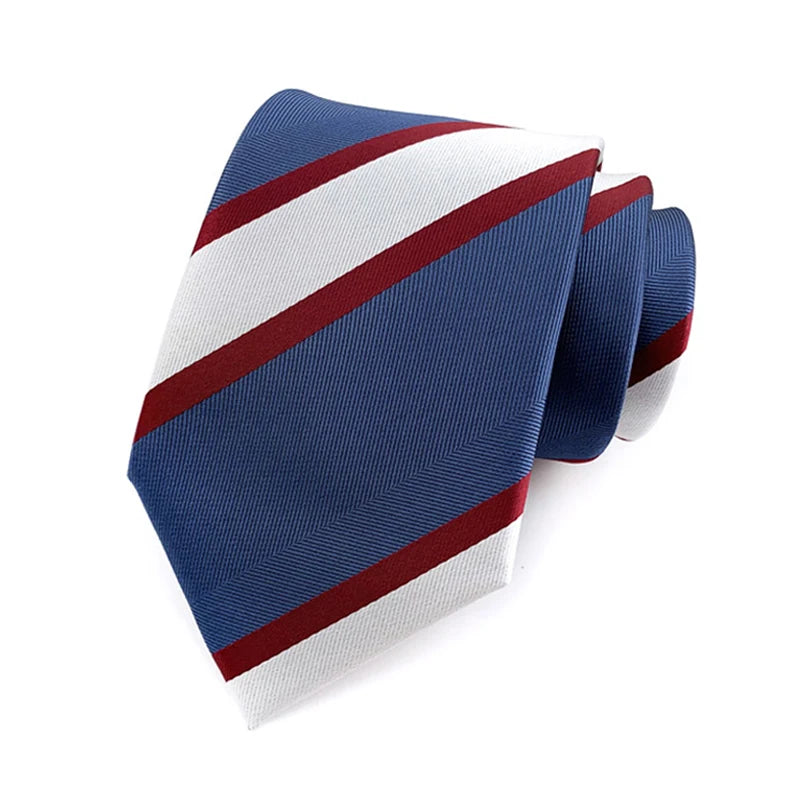 Luxury 8CM Mens Tie Necktie Striped Stripes Ties For Man Groom Jacquard Woven Neck Tie For Business Wedding Party