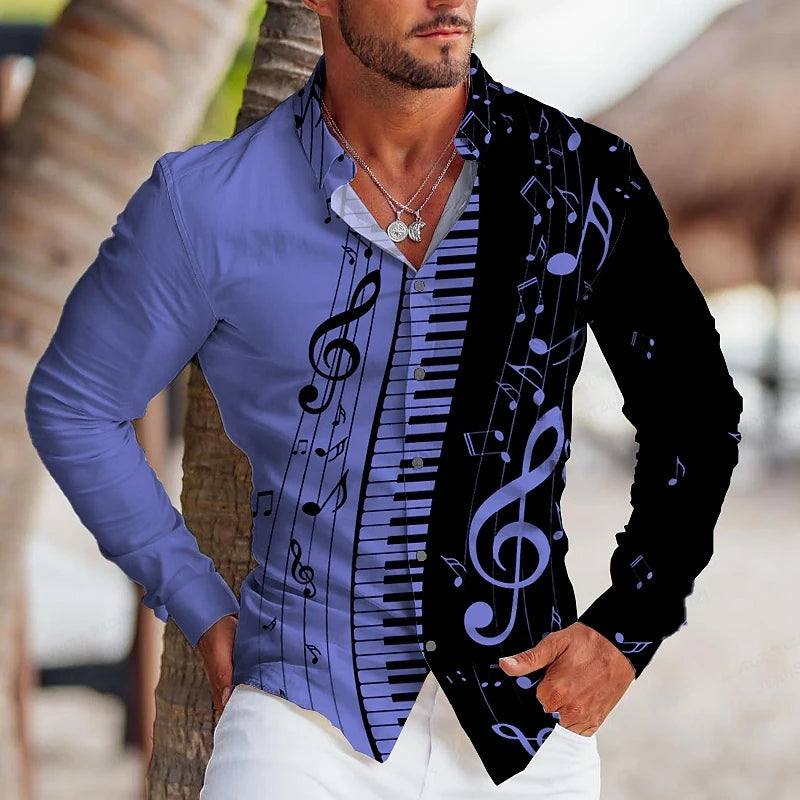 Electronic organ Hawaiian Shirts Music 3d Printed Shirts Men Fashion