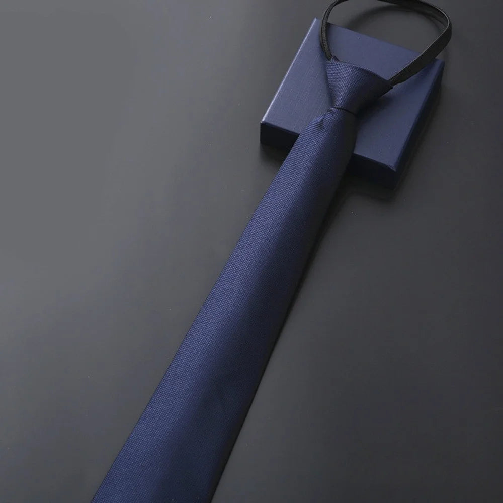 Elegant 8CM Lazy Ties Blue Black Red Striped Men Shirt Business Dress Zipper Tie Neckties Vestisens Accessories Wedding Groom