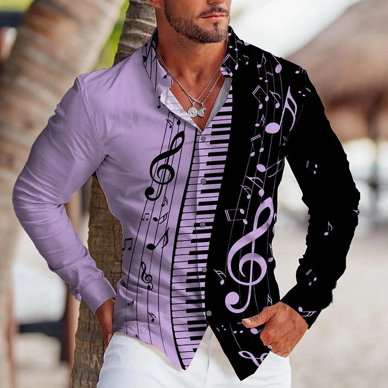 Electronic organ Hawaiian Shirts Music 3d Printed Shirts Men Fashion