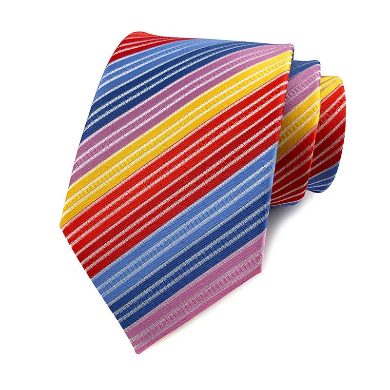 Luxury 8CM Mens Tie Necktie Striped Stripes Ties For Man Groom Jacquard Woven Neck Tie For Business Wedding Party