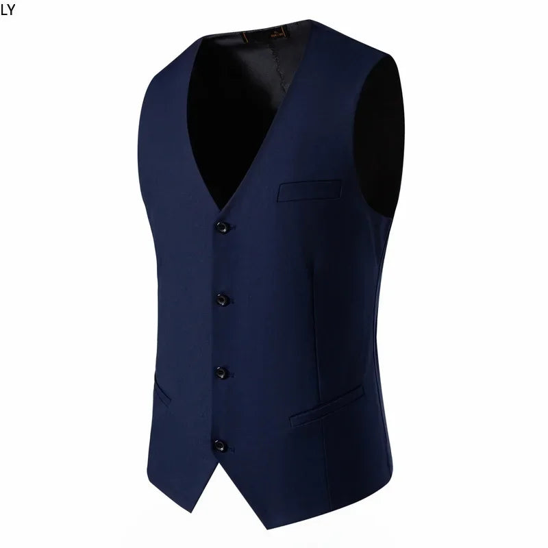 Mens Suit Vest Smart Casual Sleeveless Vest Single Breasted Solid Color