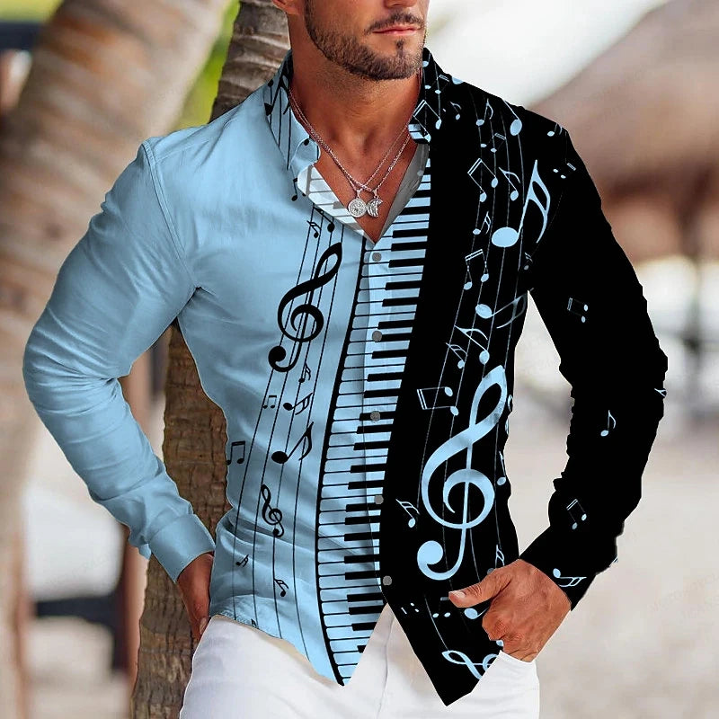 Electronic organ Hawaiian Shirts Music 3d Printed Shirts Men Fashion