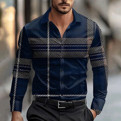 Men's Retro Print Shirt Long Sleeve Lapel Single-Breasted Comfortable Streetwear