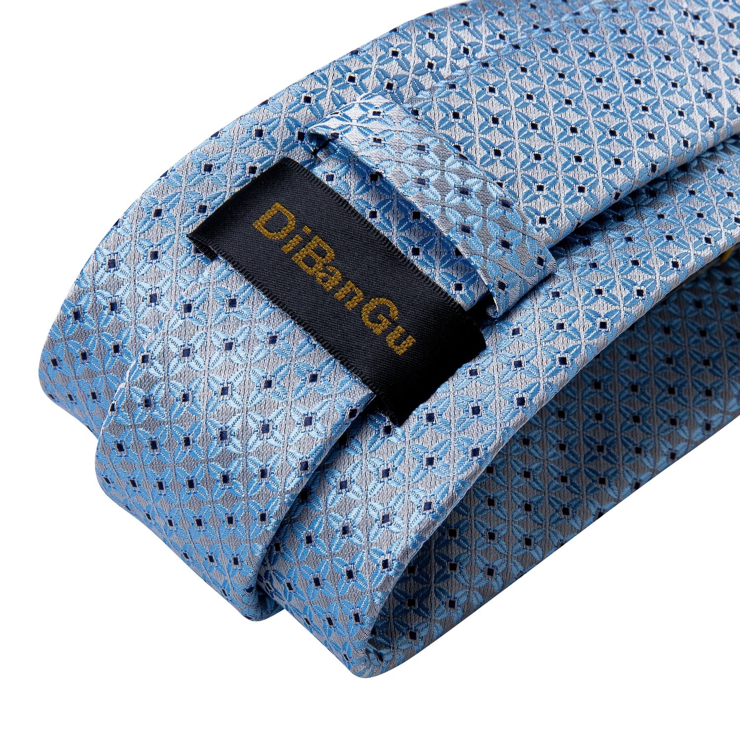 Luxury Blue Plaid Dot Ties For Men Solid Wedding Accessories Neck Tie Handkerchief Cufflinks Set Gravatas Mens Gift DiBanGu