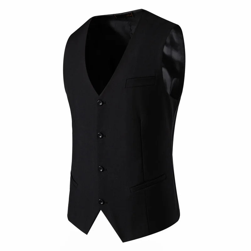 Mens Suit Vest Smart Casual Sleeveless Vest Single Breasted Solid Color