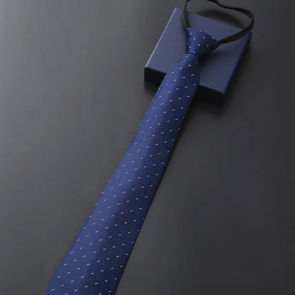 Elegant 8CM Lazy Ties Blue Black Red Striped Men Shirt Business Dress Zipper Tie Neckties Vestisens Accessories Wedding Groom