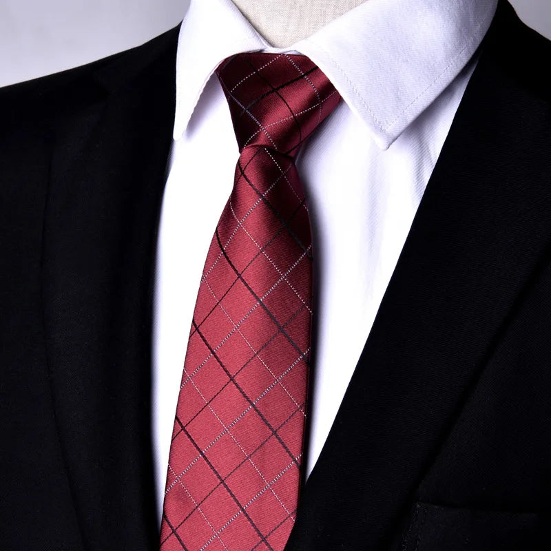 7cm Mens Tie Pre-tied Easy Wear Neck Tie Zipper Lazy Pre-tied Korean Style Stripes Dot Plaid Business Wedding Necktie
