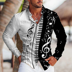 Electronic organ Hawaiian Shirts Music 3d Printed Shirts Men Fashion