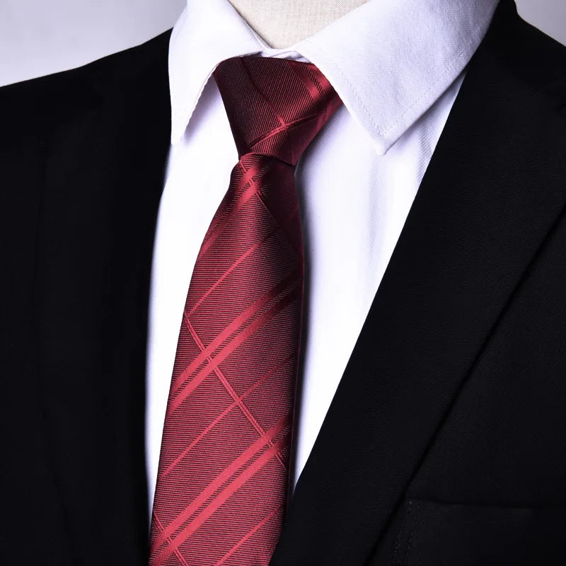 7cm Mens Tie Pre-tied Easy Wear Neck Tie Zipper Lazy Pre-tied Korean Style Stripes Dot Plaid Business Wedding Necktie