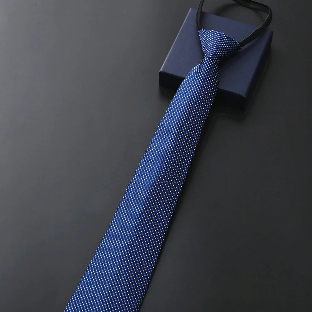Elegant 8CM Lazy Ties Blue Black Red Striped Men Shirt Business Dress Zipper Tie Neckties Vestisens Accessories Wedding Groom