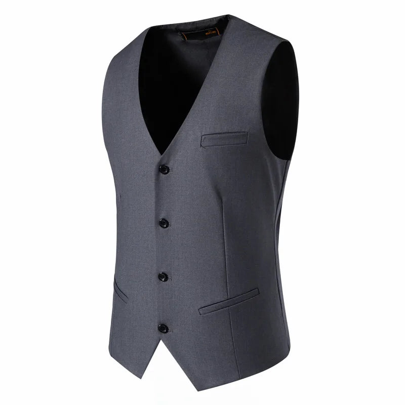 Mens Suit Vest Smart Casual Sleeveless Vest Single Breasted Solid Color
