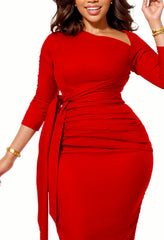 Big Size 3XL Women Dress Plus Size OL Party Dress Femme Red
