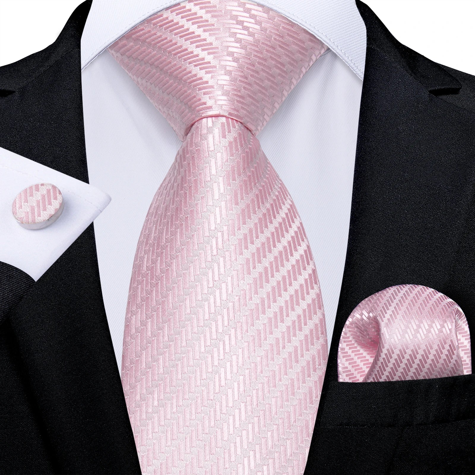 Luxury Blue Plaid Dot Ties For Men Solid Wedding Accessories Neck Tie Handkerchief Cufflinks Set Gravatas Mens Gift DiBanGu