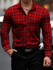 Men's long-sleeved Shirts Casual Shirts Plaid multi-color Pattern