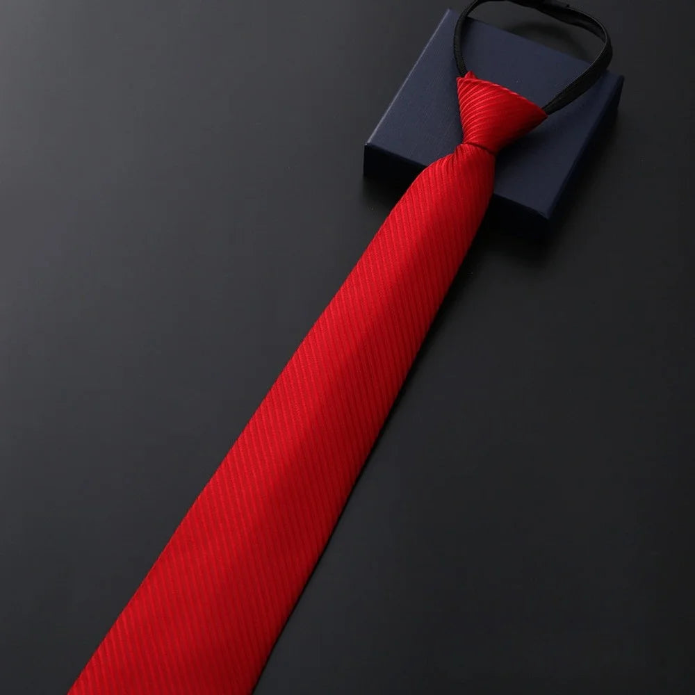 Elegant 8CM Lazy Ties Blue Black Red Striped Men Shirt Business Dress Zipper Tie Neckties Vestisens Accessories Wedding Groom