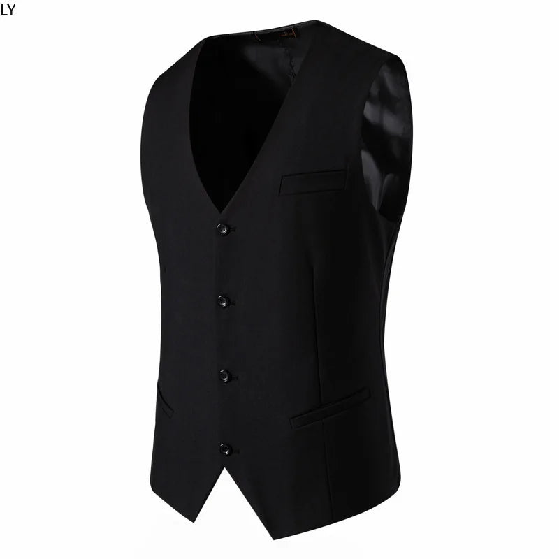 Mens Suit Vest Smart Casual Sleeveless Vest Single Breasted Solid Color