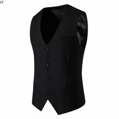 Mens Suit Vest Smart Casual Sleeveless Vest Single Breasted Solid Color