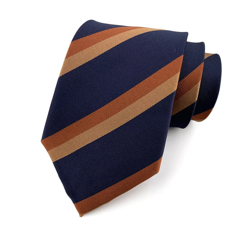Luxury 8CM Mens Tie Necktie Striped Stripes Ties For Man Groom Jacquard Woven Neck Tie For Business Wedding Party