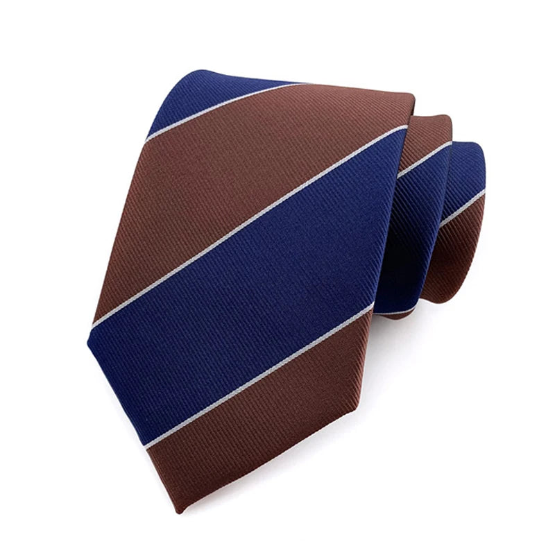 Luxury 8CM Mens Tie Necktie Striped Stripes Ties For Man Groom Jacquard Woven Neck Tie For Business Wedding Party