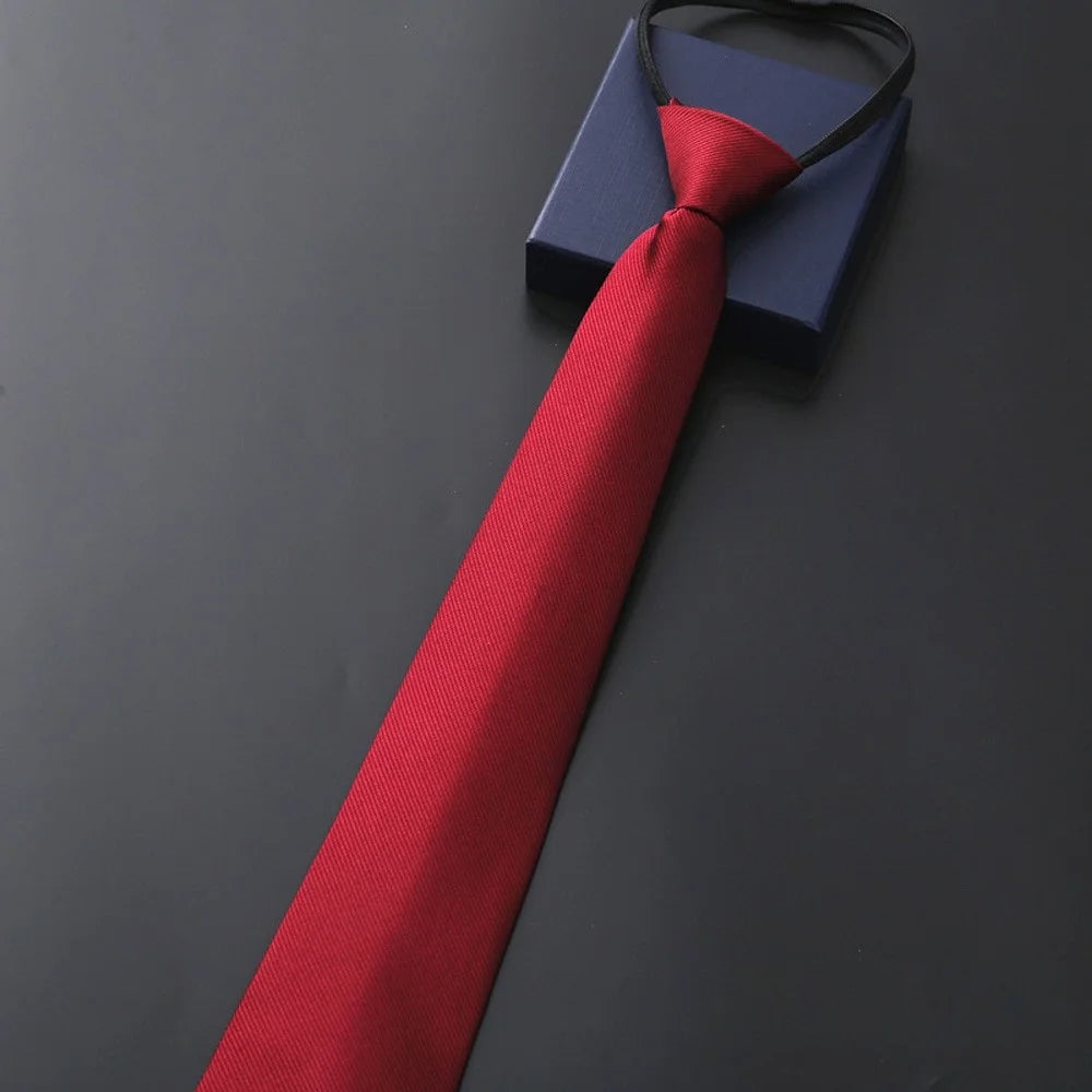 Elegant 8CM Lazy Ties Blue Black Red Striped Men Shirt Business Dress Zipper Tie Neckties Vestisens Accessories Wedding Groom