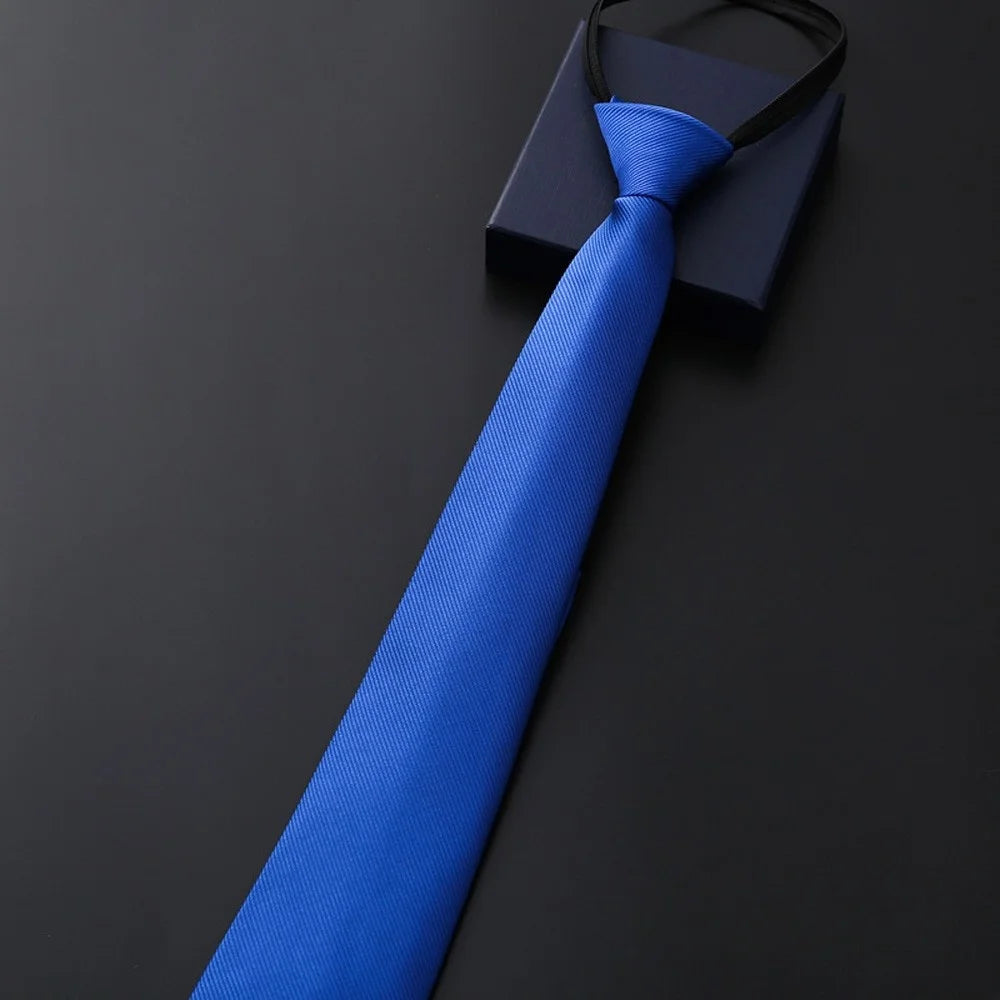 Elegant 8CM Lazy Ties Blue Black Red Striped Men Shirt Business Dress Zipper Tie Neckties Vestisens Accessories Wedding Groom