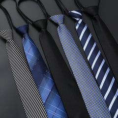 Elegant 8CM Lazy Ties Blue Black Red Striped Men Shirt Business Dress Zipper Tie Neckties Vestisens Accessories Wedding Groom