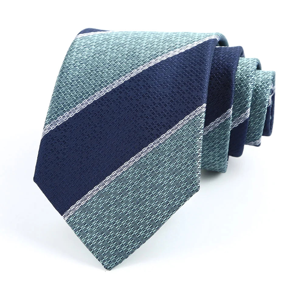 Luxury 8CM Mens Tie Necktie Striped Stripes Ties For Man Groom Jacquard Woven Neck Tie For Business Wedding Party
