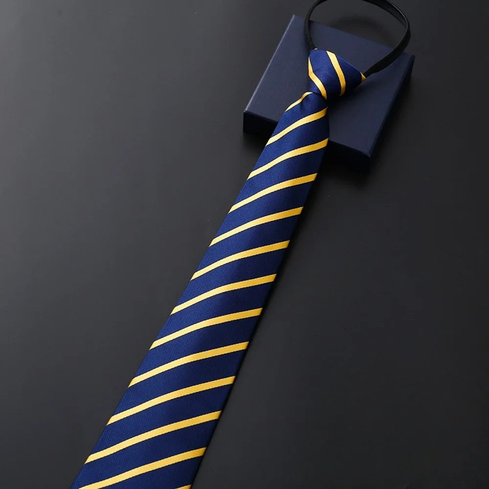Elegant 8CM Lazy Ties Blue Black Red Striped Men Shirt Business Dress Zipper Tie Neckties Vestisens Accessories Wedding Groom