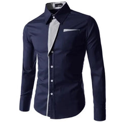 White Striped Shirts Mens Long Sleeved Business Slim Fit Male Shirt