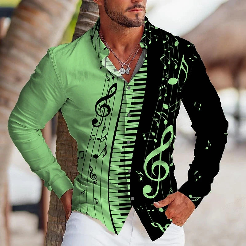 Electronic organ Hawaiian Shirts Music 3d Printed Shirts Men Fashion