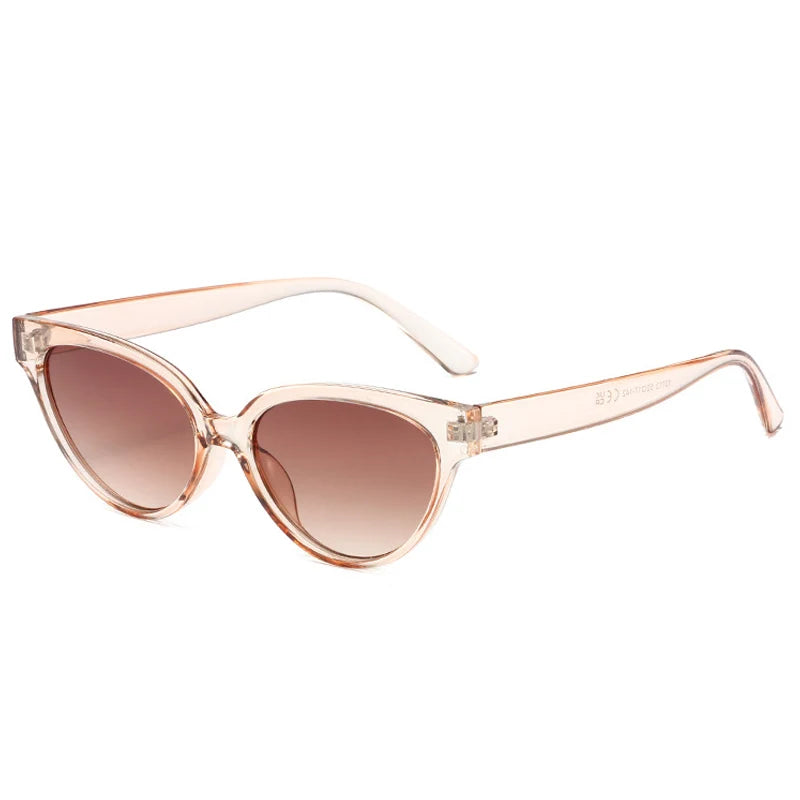 SO&EI New Small Cat Eye Jelly Color Sunglasses Women Fashion Gradient Shades UV400 Men Retro Trending Tea Sun Glasses