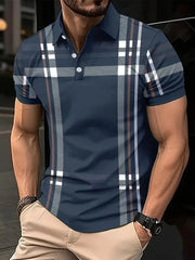 POLO shirt features a casual fashionable comfortable soft and breathable 3D striped pattern print