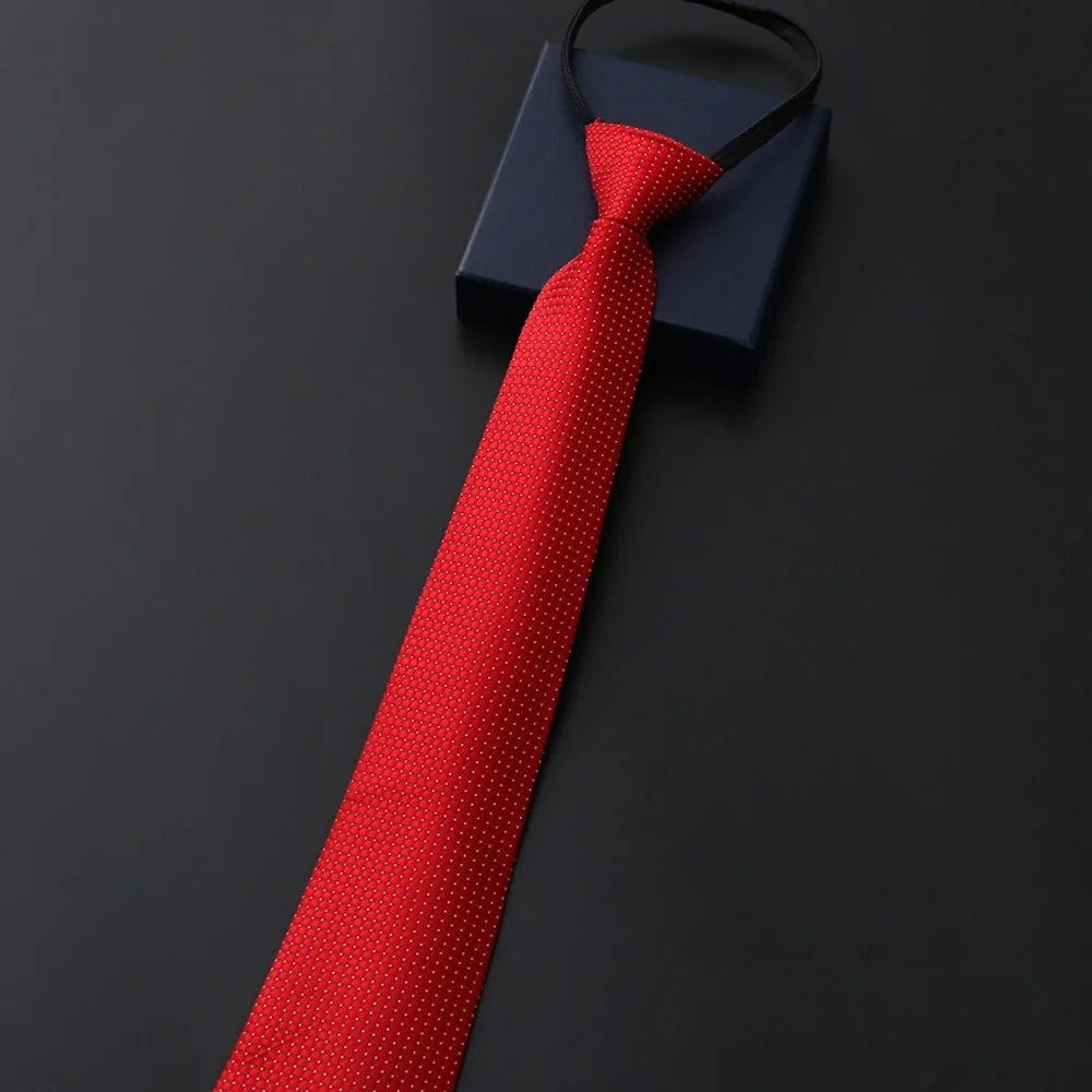 Elegant 8CM Lazy Ties Blue Black Red Striped Men Shirt Business Dress Zipper Tie Neckties Vestisens Accessories Wedding Groom
