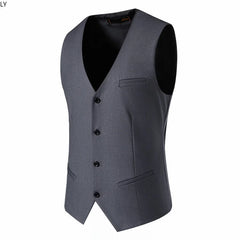 Mens Suit Vest Smart Casual Sleeveless Vest Single Breasted Solid Color