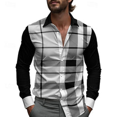 Men's Retro Print Shirt Long Sleeve Lapel Single-Breasted Comfortable Streetwear