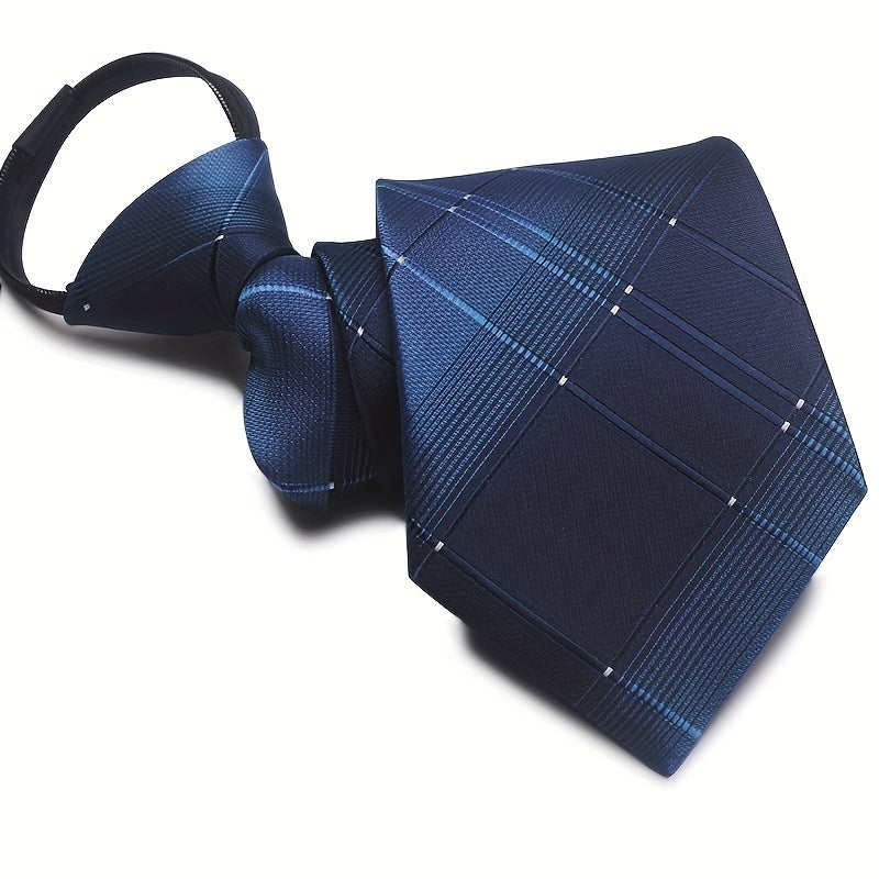 1pc 7CM/2.75inch Easy-Pull Lazy Tie - Convenient, One-Handed Adjustment, Time-Saving, Stylish Accessory for Business, Leisure - Ideal Gift Choice for Men, Navy Blue Series
