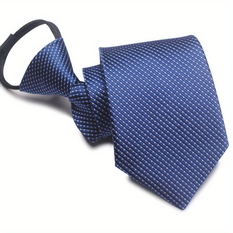 1pc 7CM/2.75inch Easy-Pull Lazy Tie - Convenient, One-Handed Adjustment, Time-Saving, Stylish Accessory for Business, Leisure - Ideal Gift Choice for Men, Navy Blue Series