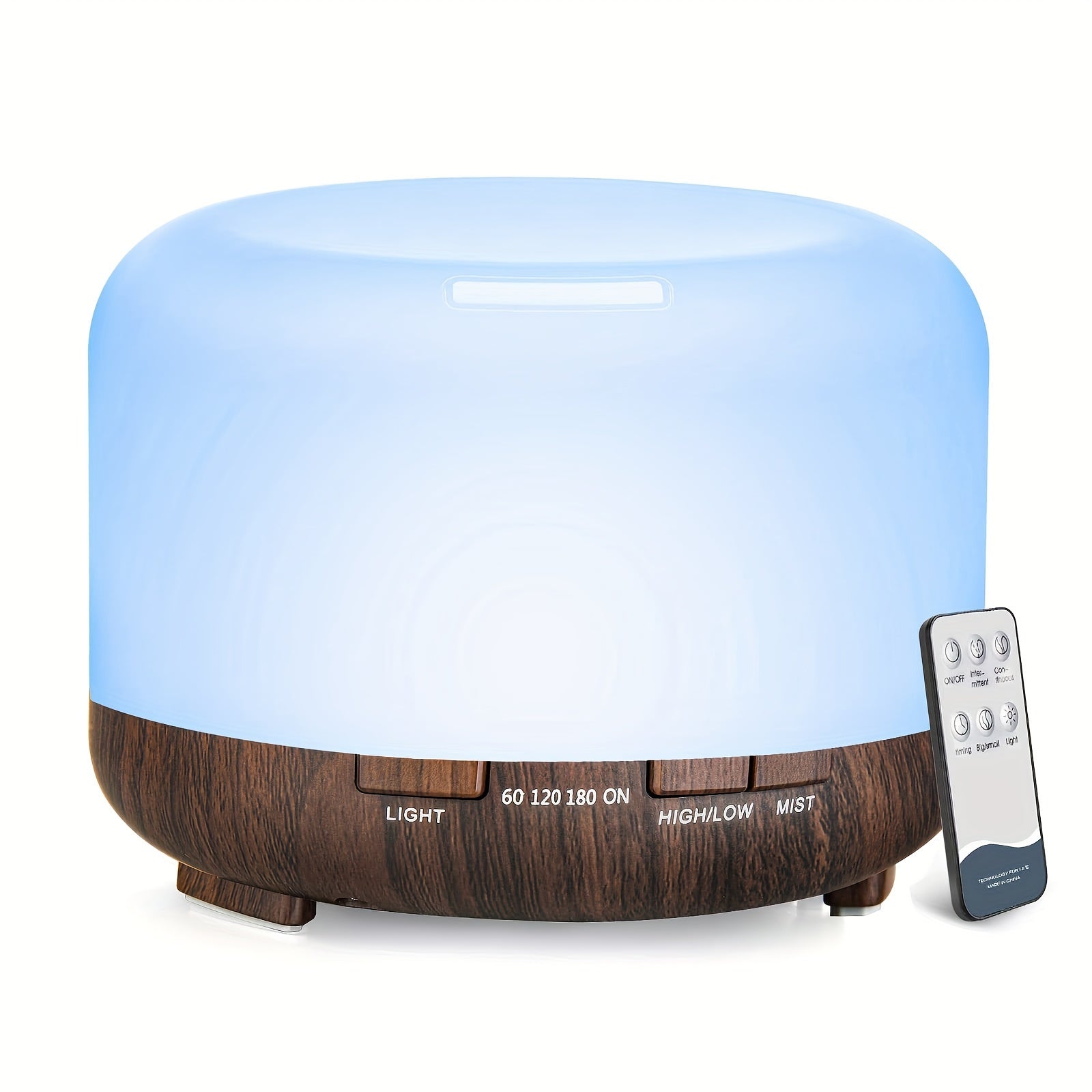 500ml USB-Powered Wood Grain Aromatherapy Diffuser with Remote Control - Auto Shut-Off and Soothing Essential Oil Aroma for Home, Office, and Bedroom