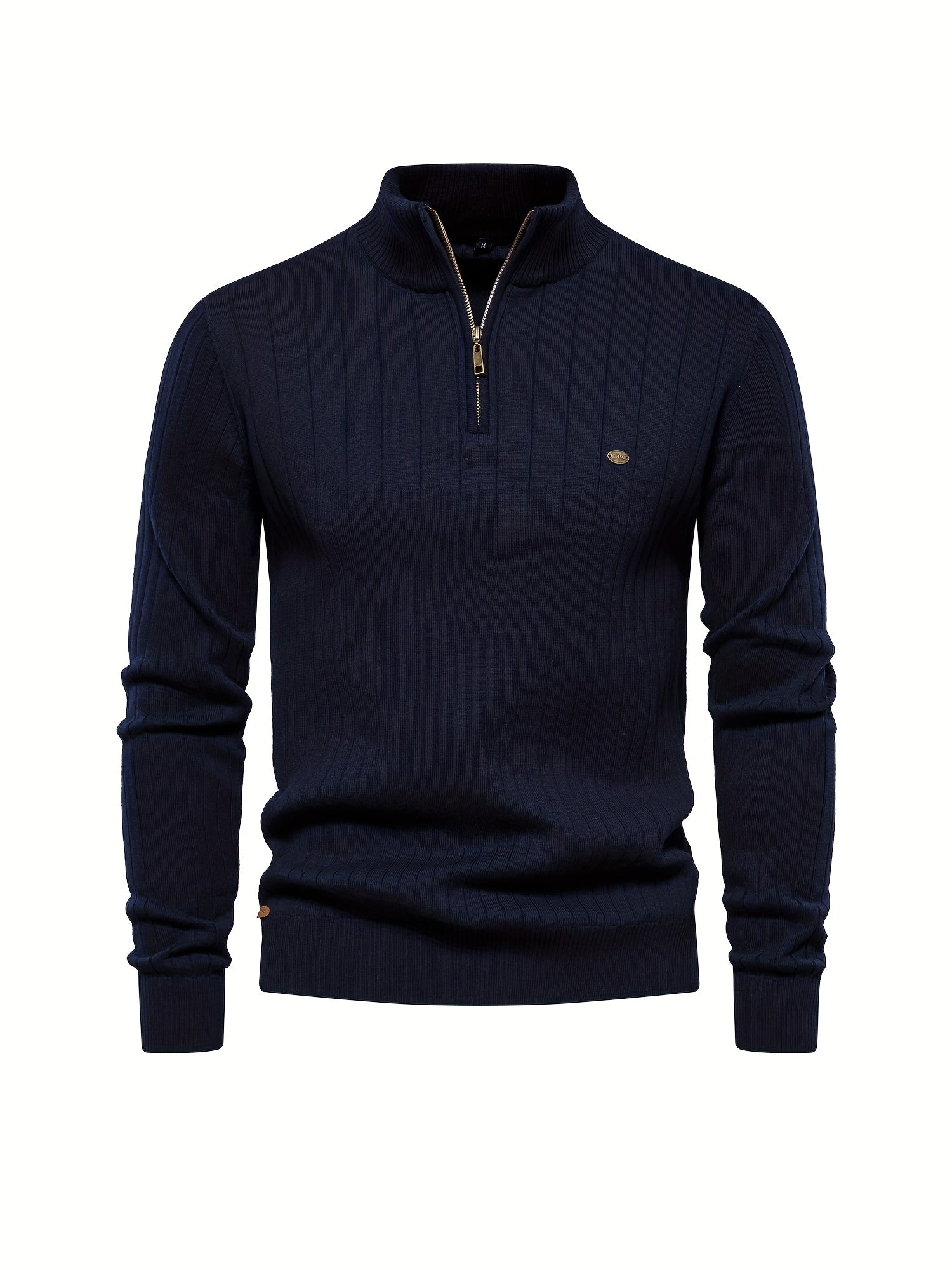 Men's Casual Cotton Warm Slightly Stretch Half Zipper Stand Collar Pullover Sweater For Men Fall Winter