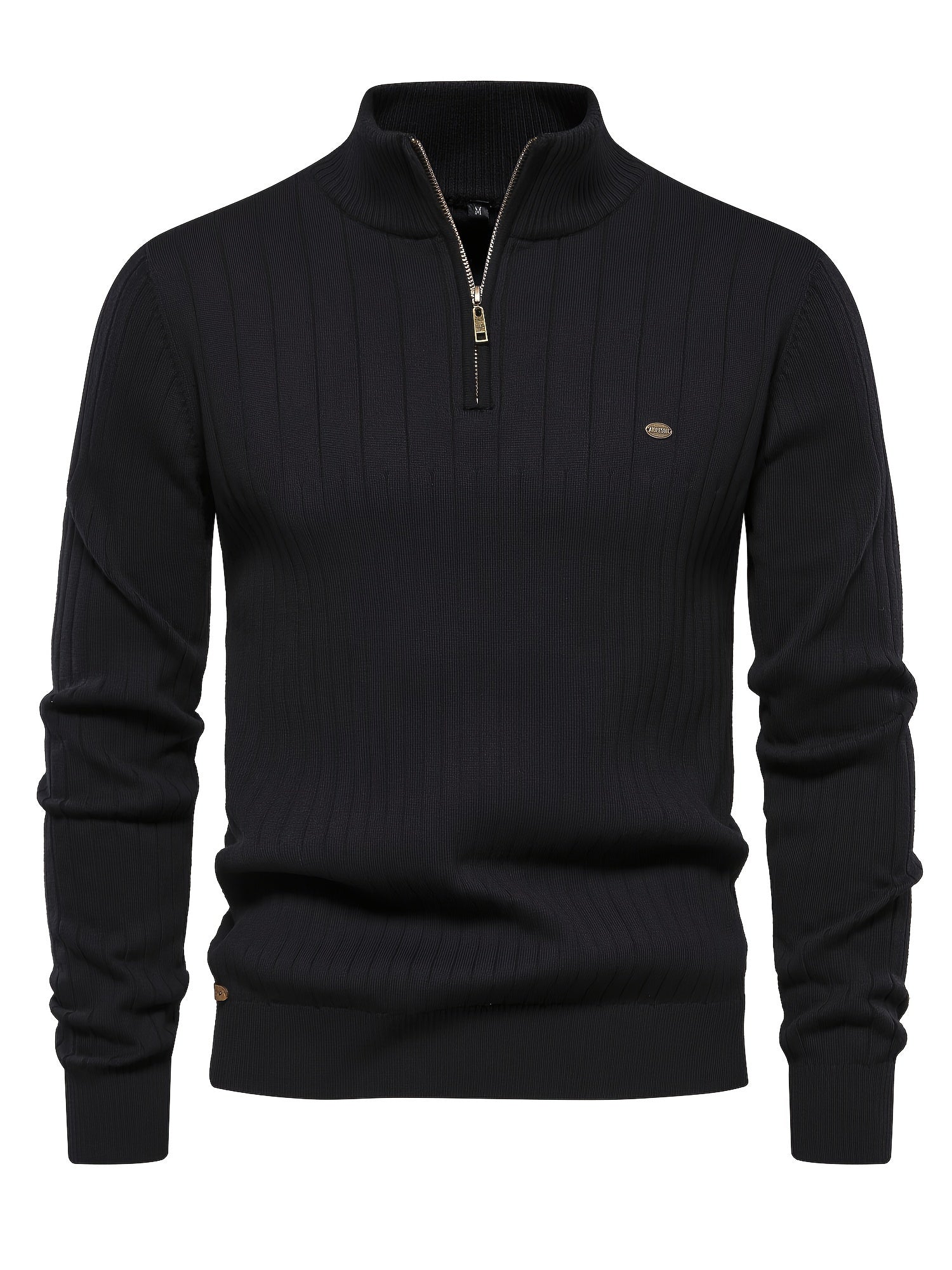 Men's Casual Cotton Warm Slightly Stretch Half Zipper Stand Collar Pullover Sweater For Men Fall Winter